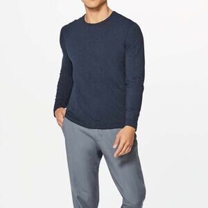 Lululemon 5 Year Basic Long Sleeve Heathered Nautical Navy Pima Cotton Vitasea